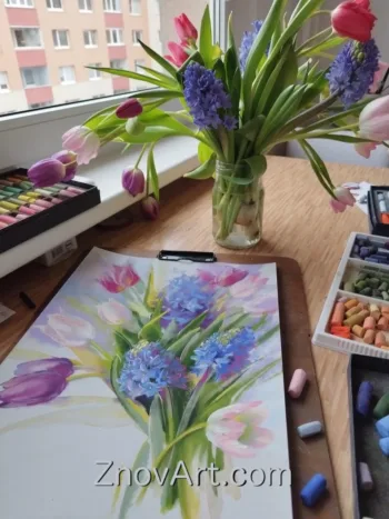 Spring. Tulips and hyacinths - Image 2