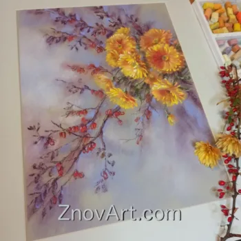 Yellow chrysanthemums and barberry