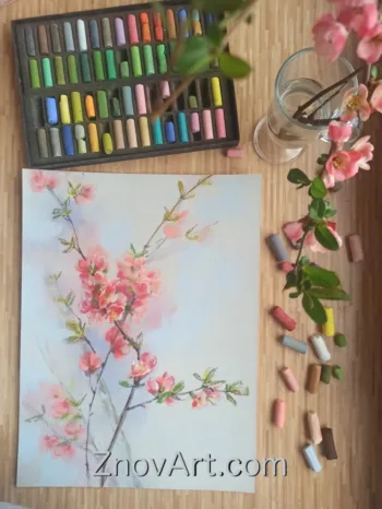 A spring flower. A branch of quince - Image 2