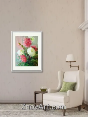 Etude in crimson tones. Dahlias and chrysanthemums - Image 2