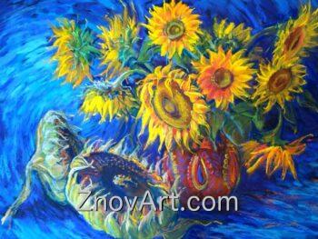 Sunflowers in an oriental vase