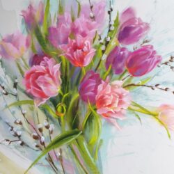 Tulips and willow branches