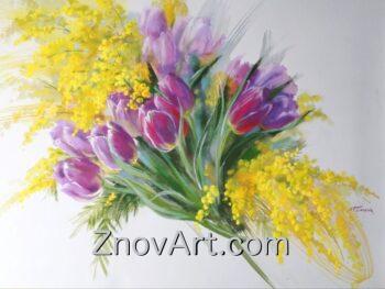 Tulips and mimosa
