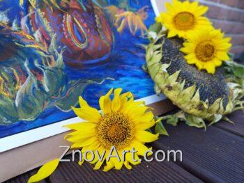 Sunflowers in an oriental vase - Image 3