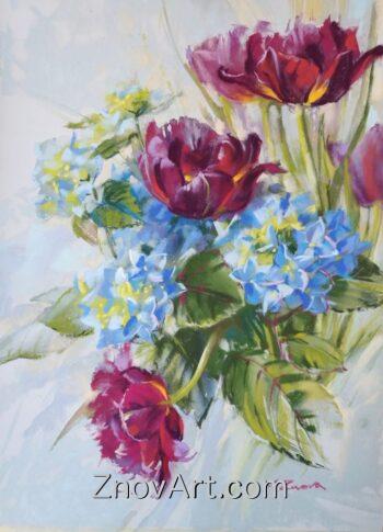 Tulips and Hydrangea
