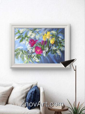 Tulips and Bird cherry branches - Image 2