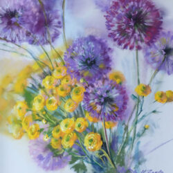 Ornamental garlic and buttercups