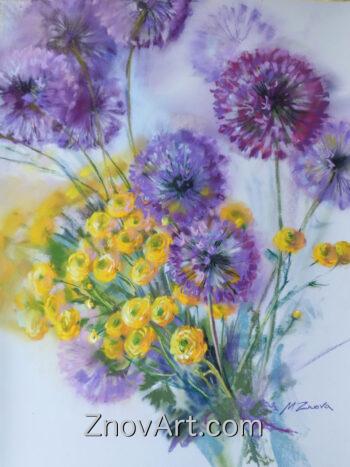 Ornamental garlic and buttercups